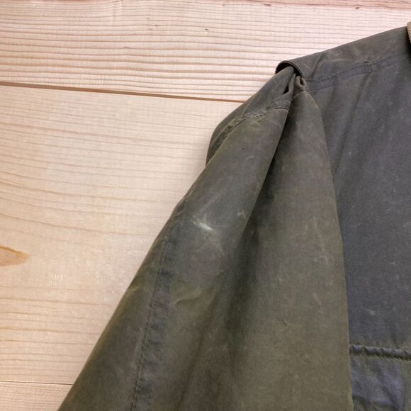 VINTAGE Viyella Jacket 42 Olive Green Wax Coat Empire Collection England Made - Picture 4 of 16